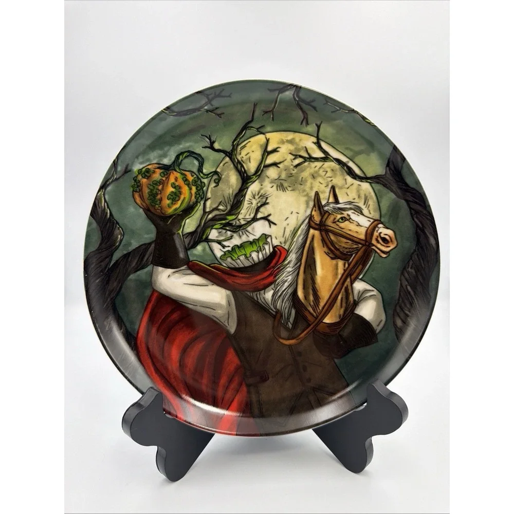 West Elm Rachel Kozlowski Dapper Animal Salad Plate Halloween Headless Horseman